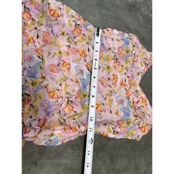 LoveShackFancy Desra Floral Ruffle Mini Dress 100% Viscose Lined Pink XS - Picture 11 of 14